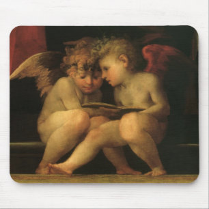 Two Cherubs Reading by Rosso Fiorentino, Angels Mouse Mat