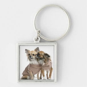 Two Chihuahuas dressed (2 years old) Key Ring