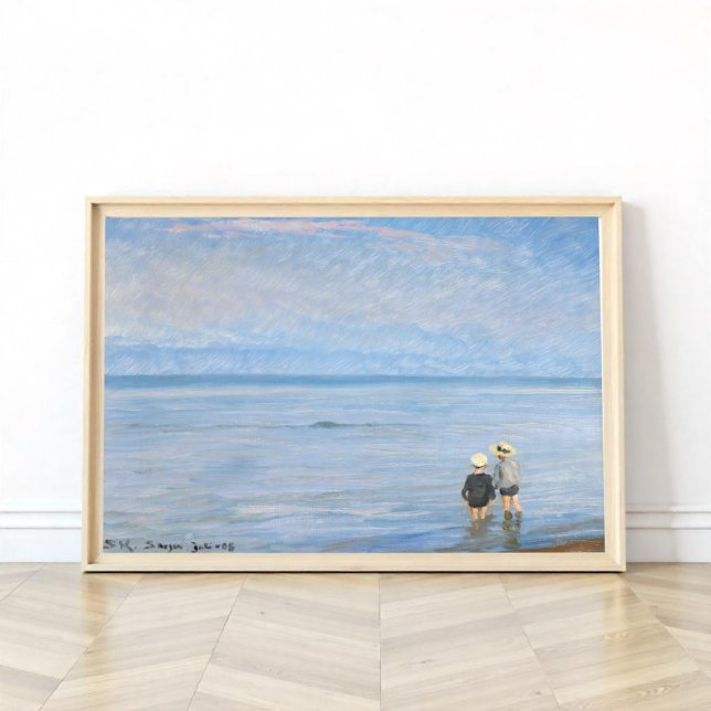 Two children paddling at Skagen Beach, PS Kroyer Poster (Creator Uploaded)