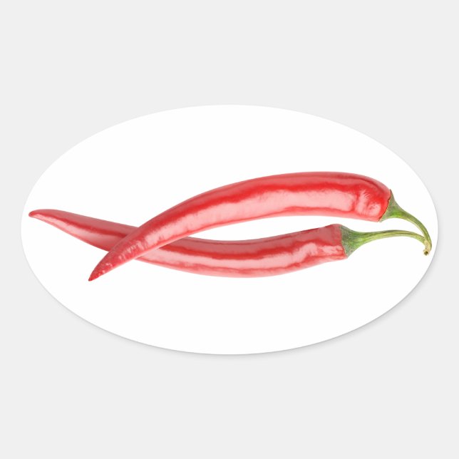 Two chillies oval sticker (Front)