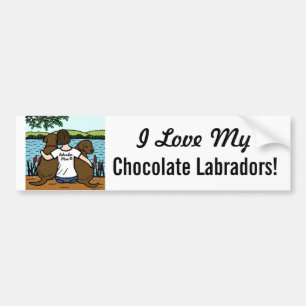 Two Chocolate Labradors and Mum Bumper Sticker