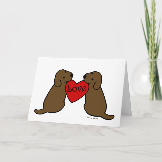 Two Chocolate Labradors Cartoon Thank You (Front)
