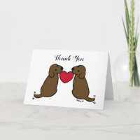 Two Chocolate Labradors with Heart Thank You