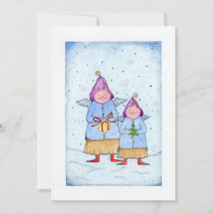 Two Christmas Angels Holiday Card