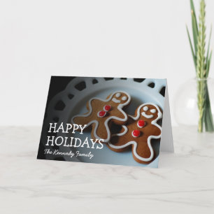 Two Christmas or holiday gingerbread men Card