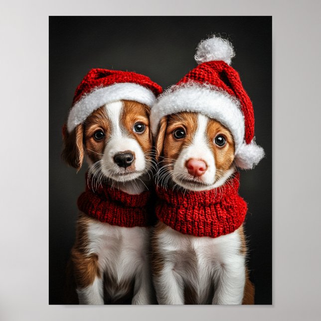 Two Christmas Puppies Poster (Front)