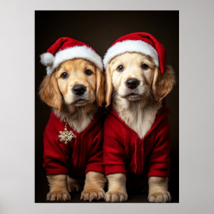 Two Christmas Puppies Poster