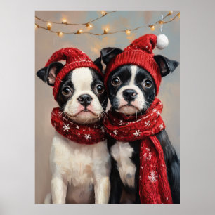 Two Christmas Puppies Poster