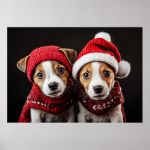 Two Christmas Puppies Poster