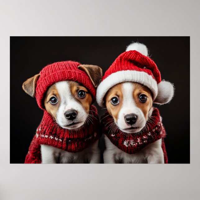 Two Christmas Puppies Poster (Front)