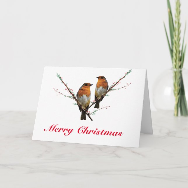 Two Christmas Robins Card (Front)
