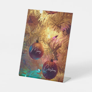 Two Christmas Tree Ornaments  Pedestal Sign