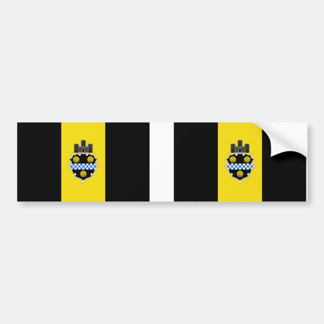 TWO City of Pittsburgh Flag Bumper Sticker (Front)