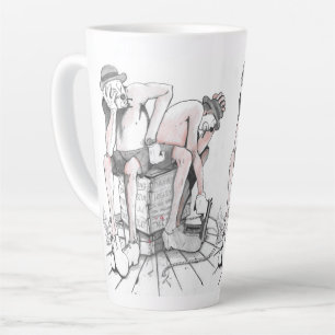 Two clowns guarding T.N.T drawing Latte Mug