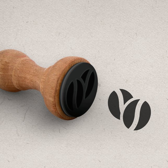 TWO Coffe BEANS for Punch Cards loyalty card Rubber Stamp (Rubber stamp with pair of coffee beans image for cafeteria, coffee shop, restaurant loyalty cards)