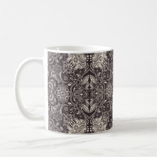 Two colors Vintage seamless pattern. Contour arabi Coffee Mug