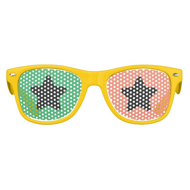 Two Colour Lenses Green & Orange Yellow Star Kids Sunglasses (Front)