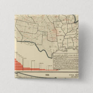 Two colour lithographed maps of United States 15 Cm Square Badge