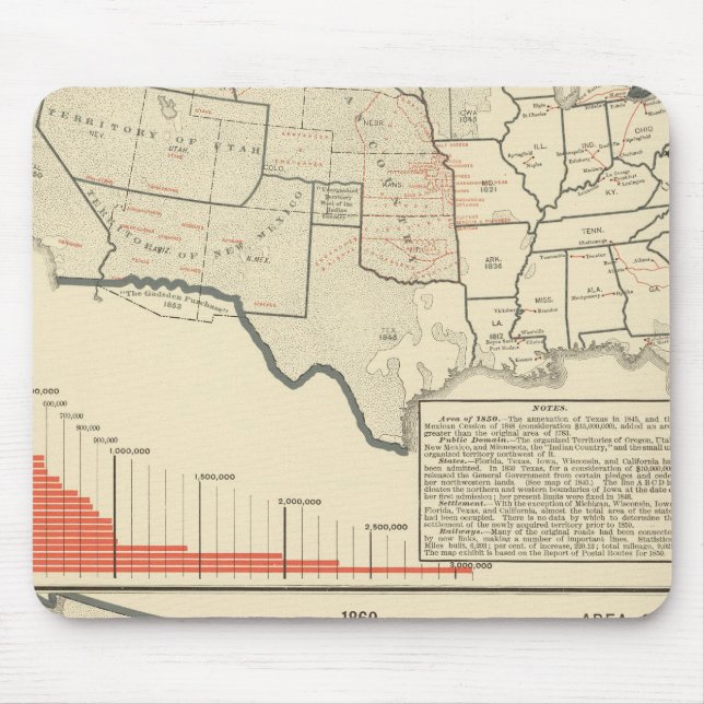 Two colour lithographed maps of United States Mouse Mat (Front)