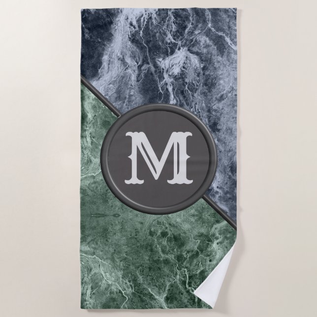 Two colour marble monogram - Pick your colours Beach Towel (Front)