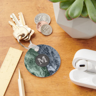 Two colour marble monogram - Pick your colours Key Ring