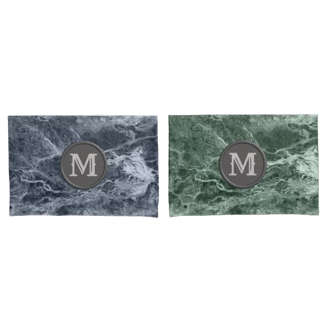 Two colour marble monogram - Pick your colours Pillowcase (Front-Set)