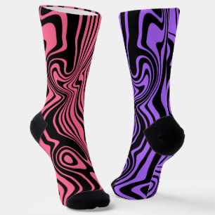 Two Colour Socks Abstract Waves Custom Colours