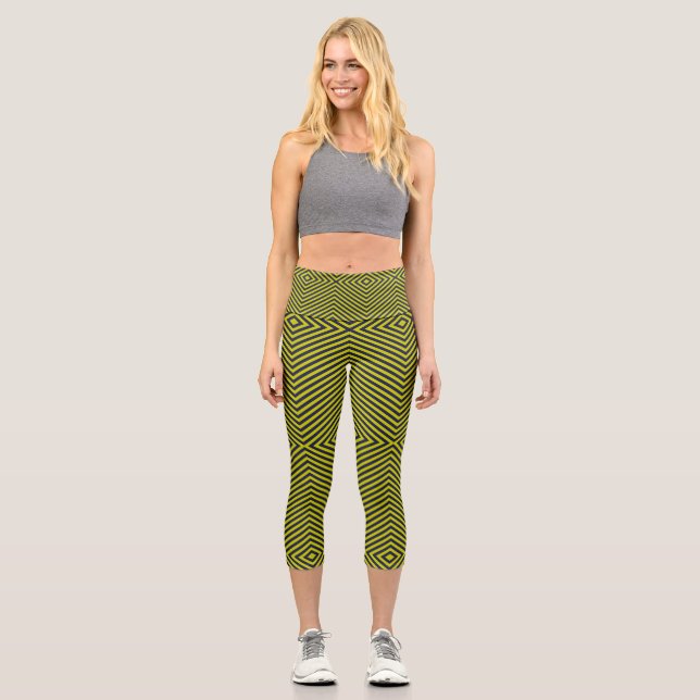 Two Colour Striped Capri Leggings (Front)