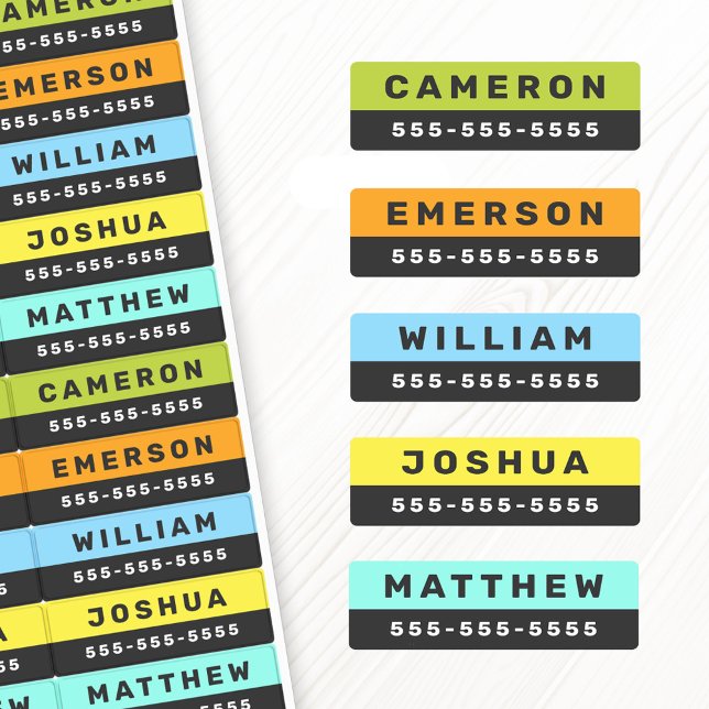 Two coloured name and phone number waterproof labe (Two colored name and phone number waterproof label)