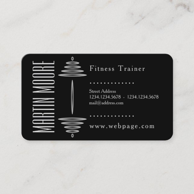 Two coloured side black and white fitness business card (Front)