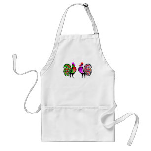 Two Colourful Alert Roosters Standard Apron