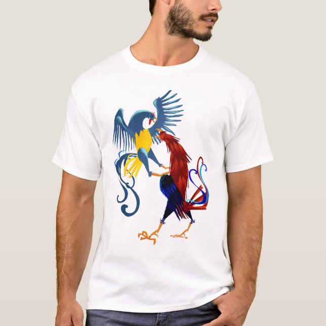 Two Colourful Fighting Roosters Shirt (Front)