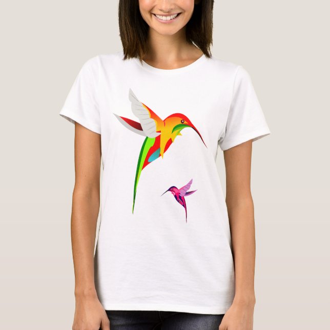 Two Colourful Flying Hummingbirds T-Shirt (Front)
