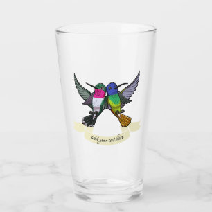 Two Colourful Hovering Hummingbird Friends Cartoon Glass