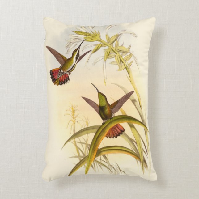 Two Colourful Hummingbirds Aiming for Same Flower Decorative Cushion (Front(Vertical))