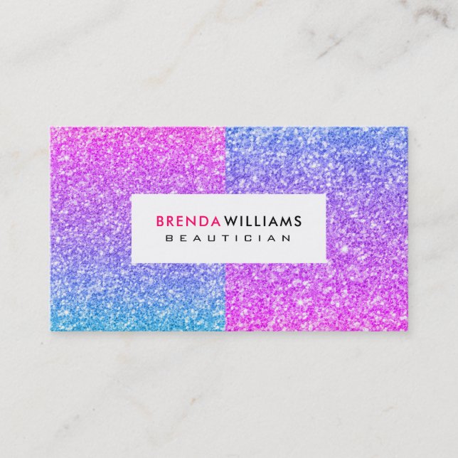 Two colours faux glitter geometric design business card (Front)
