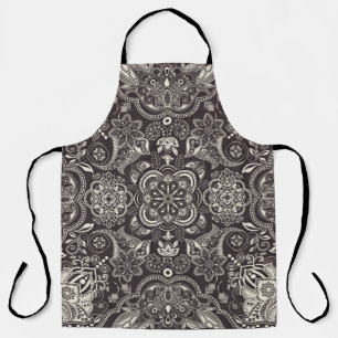 Two colours Vintage seamless pattern. Contour arab Apron