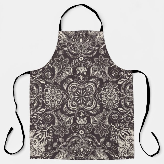 Two colours Vintage seamless pattern. Contour arab Apron (Front)