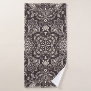 Two colours Vintage seamless pattern. Contour arab Bath Towel