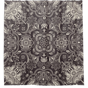 Two colours Vintage seamless pattern. Contour arab Shower Curtain