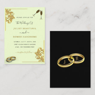 Two Colours Wedding Invitation Black Gold Design