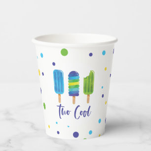 Two Cool 2nd Birthday blue green Paper Cups