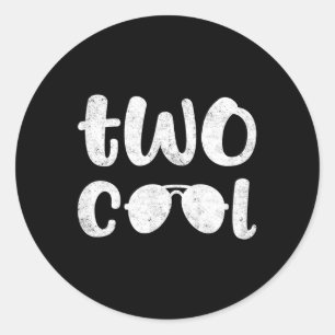 Two Cool 2nd Birthday Gift 2 Year Old Boy Second B Classic Round Sticker