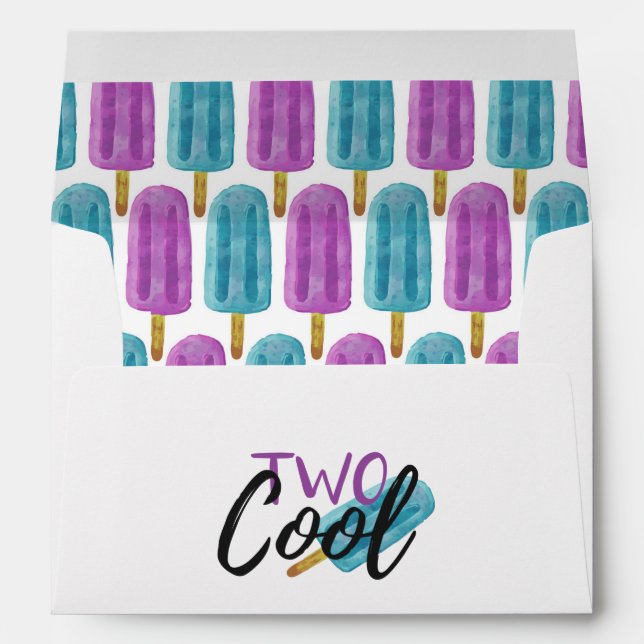 TWO COOL 2nd Birthday Summer Party Invitation Envelope (Back (Bottom))