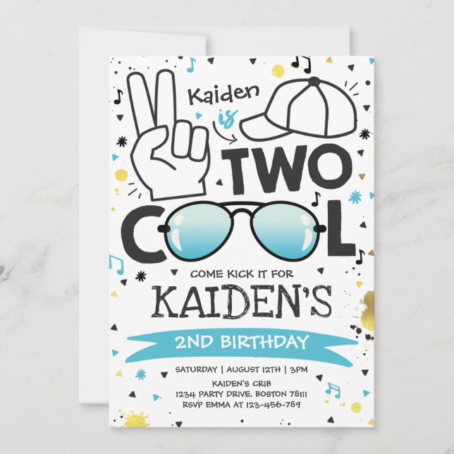 Two Cool Birthday Party I'm Two Cool 2nd Birthday  Invitation (Front)