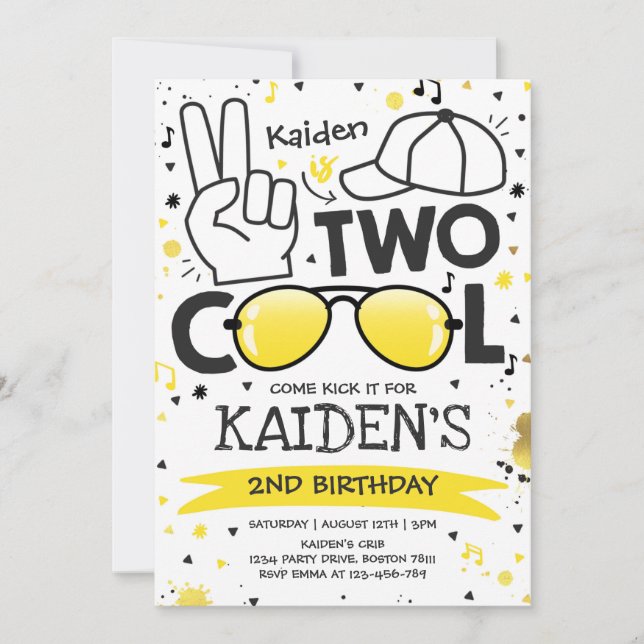 Two Cool Birthday Party I'm Two Cool 2nd Birthday  Invitation (Front)
