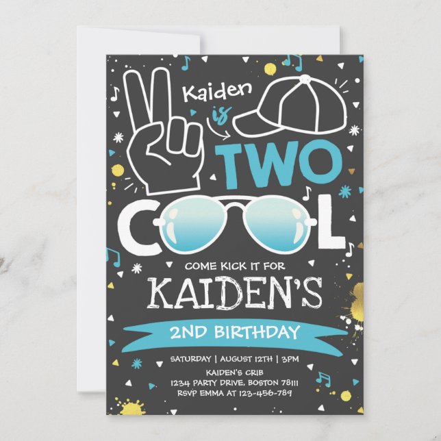 Two Cool Birthday Party I'm Two Cool 2nd Birthday  Invitation (Front)