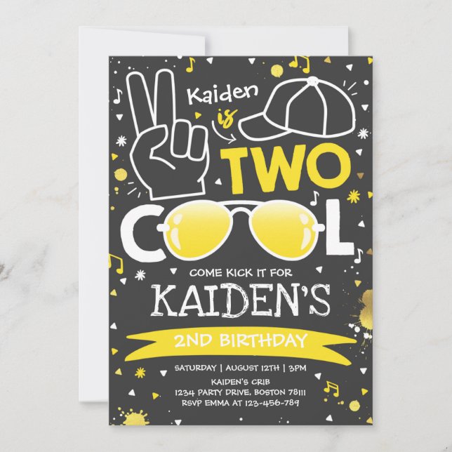 Two Cool Birthday Party I'm Two Cool 2nd Birthday  Invitation (Front)