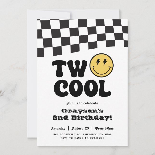 Two Cool Birthday Smile Face Party Invitation (Front)