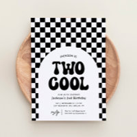 Two Cool Black and White Chequered 2nd Birthday